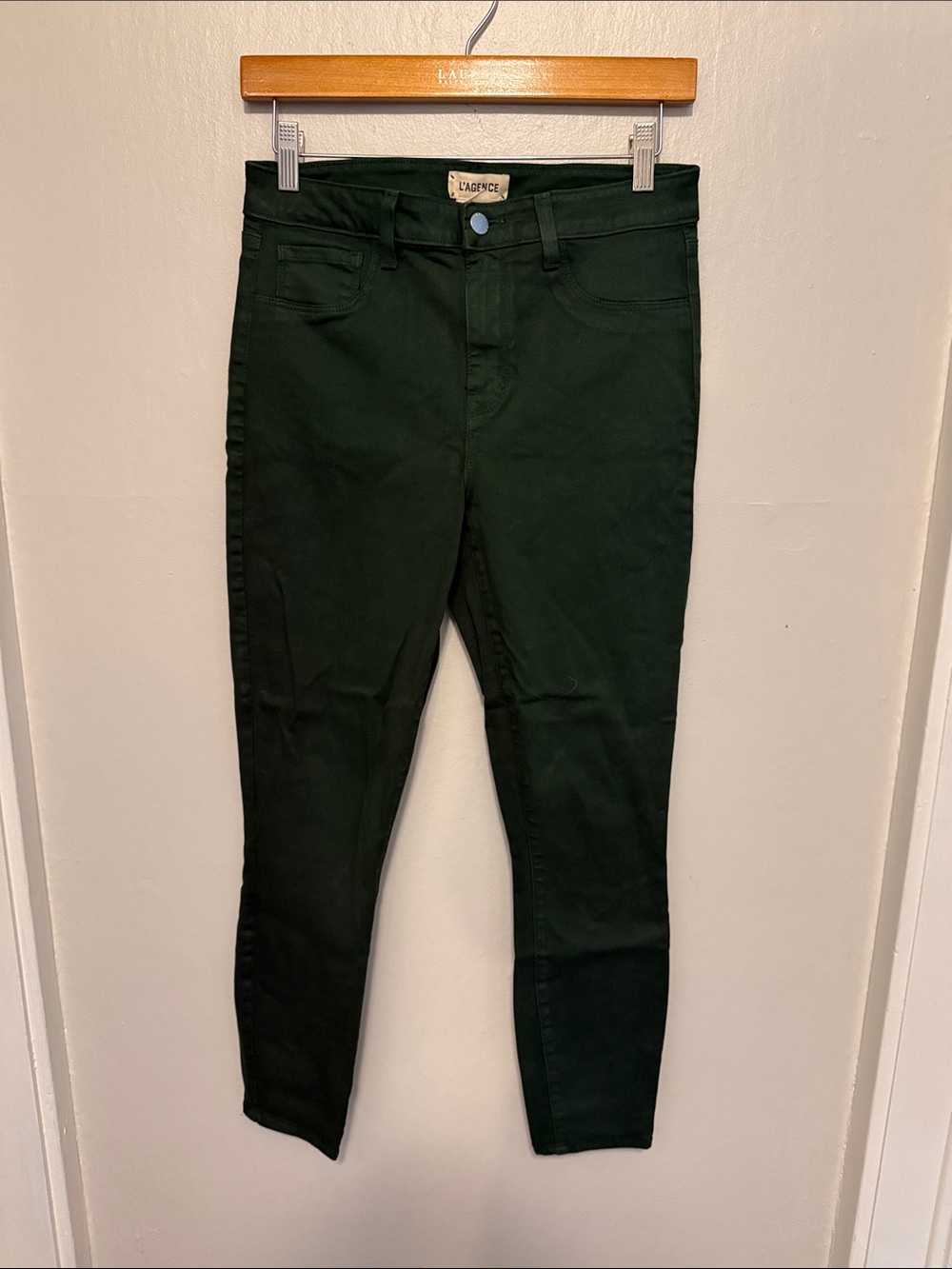 L'AGENCE Forest Green Slim Waxy Jeans